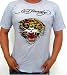 Ed Hardy Mens Short Sleeve Rhinestone Tee Shirt - Tiger Tattoo Design - Slate Blue