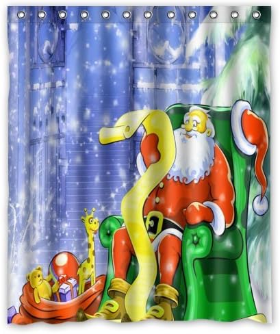 60" x 72" Hot Santa's Flight Christmas Print Polyester Waterproof Shower Curtain