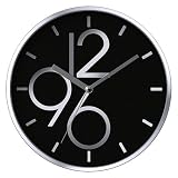 Sharp Shimmer Non-Ticking Silent Wall Clock (Black/Silver)