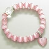 Swarovski and Pink Cats Eye Heart Good Luck Talisman Bracelet