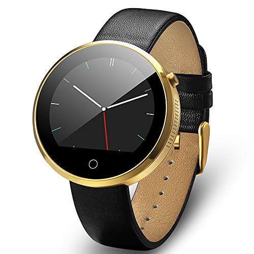 YEMON Smart Watch Bluetooth Waterproof for Iphone Android Health Smartwatch Heart Rate Monitor with Circular Screen DM360 (Gold)