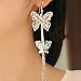 Double Layers Butterfly Rhinestone Long Tassels Hook Linear Earrings Women's New
