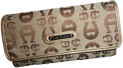 Etienne Aigner Wallet Checkbook Sydney Logo Personal Assets Gold