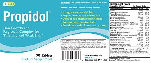 Propidol - Hair Growth and Anti-Hair Loss Supplement. Stop Hair Loss, Promote Hair Regrowth and Create Thick Voluminous Hair for Men and Women.