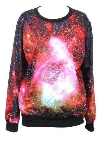 WenHong Womens Galaxy Space Painting Thin Sweater Sweatshirt Good Quality