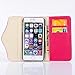 iPhone 6 Plus Case,6 Plus Case,$Uncle.Y PU Leather Wallet Flip Case Pure Back Zipper Magnet Button with Lanyard for iPhone 6 Plus Case Rose Red