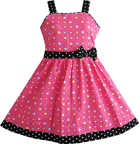 Sunny Fashion Girls Dress Heart Print Pink