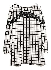 Peplum Lace Plaid Print Polyester  Dress