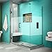 DreamLine Unidoor Plus 47"W x 34-3/8"D x 72" H Hinged Shower Enclosure, Half Frosted Glass Door, Oil Rubbed Bronze Finish Hardware