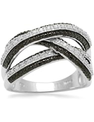 Sterling Silver Black and White Diamond Ring (1/6 cttw, I-J Color, I3 Clarity)