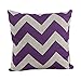 Generic Decorative Cotton Linen Throw Pillow Cover Chevron Stripe Pillowcase 18x18 Inch Purple by CITY