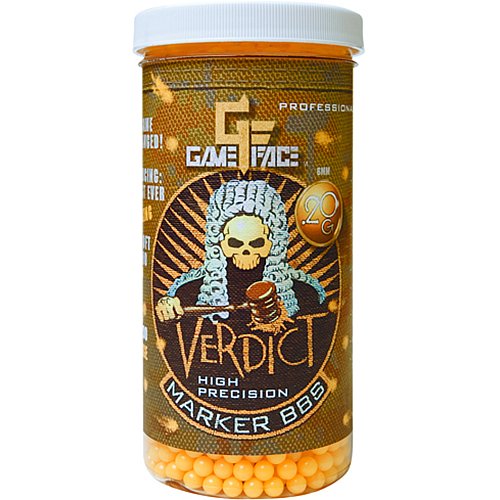 Game Face Verdict 6mm Marking Airsoft BBs, 0.20g, 2200 rds, Orange
