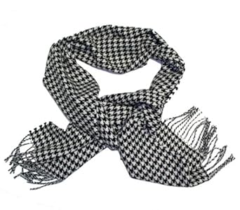 Cashmere Touch Scarf Black & white houndstooth