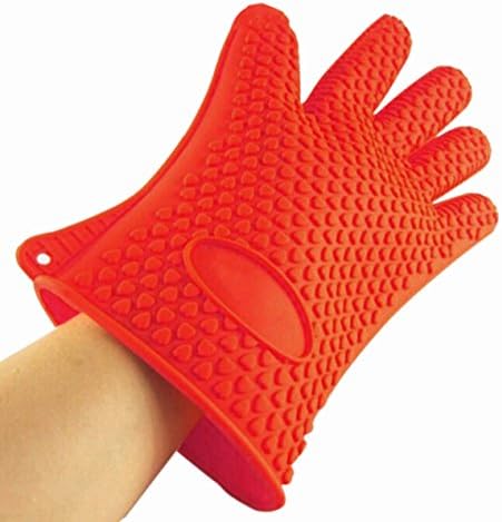 Alpharno BBQ Gloves Silicone Heat Resistant Protector Best Help for Dad, Grilling Lover (Set of Two,1pair)