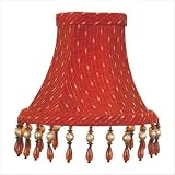 Shades - Chandelier Clip On Lamp Shade - Red/Gold with Amber Beads - B5519