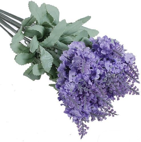 (Pack of 1pcs) New Simulation Lavender Bouquet 10 Heads Artificial Lavender Silk Flower for Bouquets Wedding Home Party Decor (Light Purple)