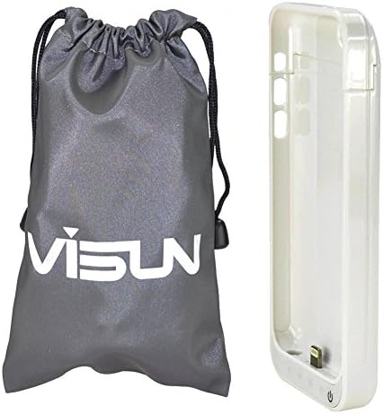 Visun 2200mAh Slim External Rechargeable Backup Battery Charger Charging Case Cover with Pop-Out Kickstand and 6.69-inch Waterproof Bag for iPhone 5 5S 5C (White)