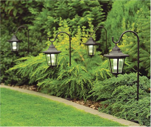 Childrens Toyshop  Outdoor Living : Pack of 4 solar garden coach light lanterns with hooks
