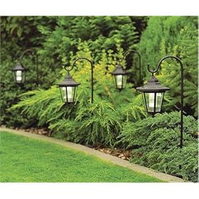 Pack of 4 solar garden coach light lanterns with hooks