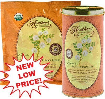 Heather's Tummy Fiber KIT ~ Organic Acacia Senegal CAN AND POUCH for Irritable Bowel Syndrome