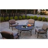Darlee Nassau 52 Inch Round Cast Aluminum Tea Table Set With Cushions