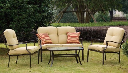 4pc Outdoor Patio Deep Seating Set With Cushions