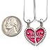 Soulbreezecollection Best Friends Forever BFF Pink Heart Necklace Pendant Enamel Engraved Letters
