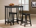 Furniture online: 3 Piece Black Finish Table & Saddle Bar Stool Set