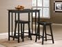 3 Piece Black Finish Table & Saddle Bar Stool Set