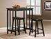 3 Piece Black Finish Table & Saddle Bar Stool Set