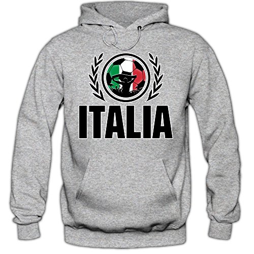 Italien EM 2016 #2 Hoody | Fußball | Herren | Gli Azzurri | Trikot | Nationalmannschaft, Farbe:Graumeliert (Greymelange F421);Größe:M