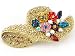 Beach Summer Sun Straw Hat Flower Rhinestone Brooch Pin