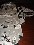 A Ghastly Night Halloween Party Table Runner and Napkins Gray