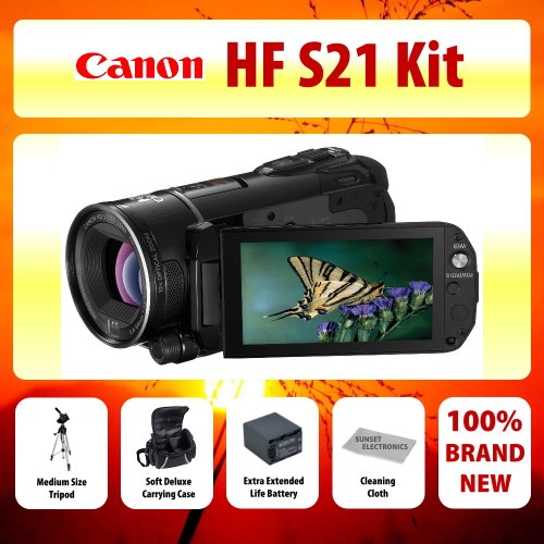 Canon VIXIA HF S21 Dual Flash Memory Camcorder Kit + Medium Size Tripod + Soft Deluxe Carrying Case + Extra Extended Life Battery Canon VIXIA HF S21 Dual Flash Memory Camcorder Kit + Medium Size Tripod + Soft Deluxe Carrying Case + Extra Extended Life Battery