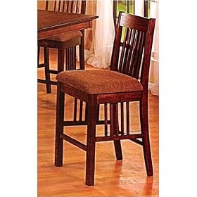 Click here to buy All new item Set of 2 dark oak finish wood mission stlye bar stool chairs by AMBEnterprises.com.