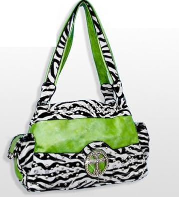 ... Lime Green Zebra Print Accent Cross Purse: American Handball Shoes