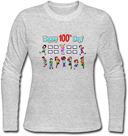 Onleya Women's 100th Day Of School Logo Long Sleeve T Shirts S Gray