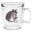 Horse (Gray & White) 12 oz Insulated Coffee Mug, Clear