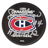 Jean Beliveau Autographed Montreal Canadiens Puck with HOF 1972 Inscription