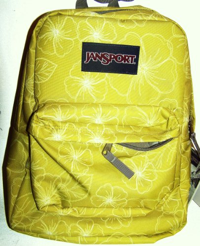 Jansport Superbreak Lime Green Hawaiian Hibiscus Flowers Backpack ...