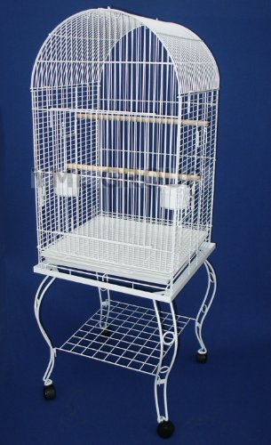 YML 24-Inch Dometop Parrot Cage with Stand, White YML 24-Inch Dometop Parrot Cage with Stand, White