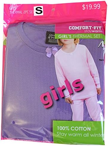 New Comfort Fit Winter Girl's Warm Thermal 100% Cotton 2 PCS Set Purple S