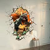 Fange DIY Removable Jurassic Park Dinosaur 3D Hole View Waterproof Wall Stickers Kids Room Decor Nursery Home Decal Sticker 19.7''x19.7''