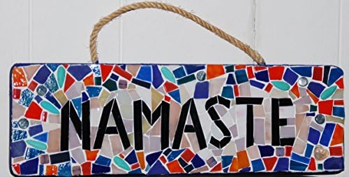 Yoga inspired mosaic,Yoga Art, Namaste, wall hanging. Yoga plaque