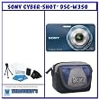 Sony DSC-W350/B 14.1MP Digital Camera with 4x Wide Angle Zoom with Optical Steady Shot Image Stabilization (Blue) + Bonus Pack
