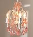 Glass and Acrylic Bead Princess Chandelier, Size 12, with 3 25-Watt Bulbs - in Pink