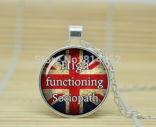 VintaStore Art Glass Necklace Sherlock Holmes Jewelry High Functioning Sociopath Geekery Watson 221B Necklace A3515