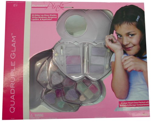Childrens Toyshop  Toys : Runaway Pink - Quadruple Glam - 4 Layer Heart Case Packed with Makeup & Storage Compartment