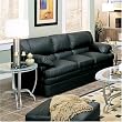 Pillow Top Black Leather Sofa By Coaster Furniture