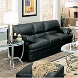 Pillow Top Black Leather Sofa By Coaster Furniture